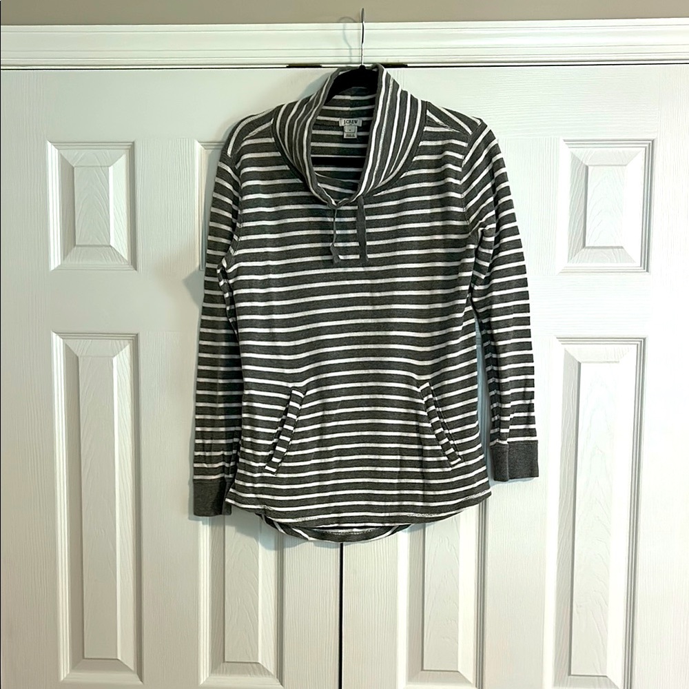 J. Crew Gray and White Striped Sweater
